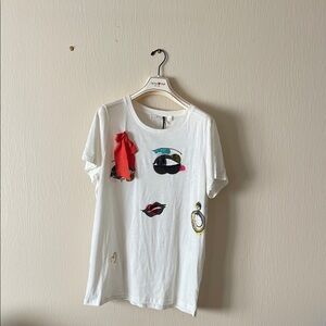 Lanvin for H&M White Graphic Tee INCLUDES Lanvin Hanger